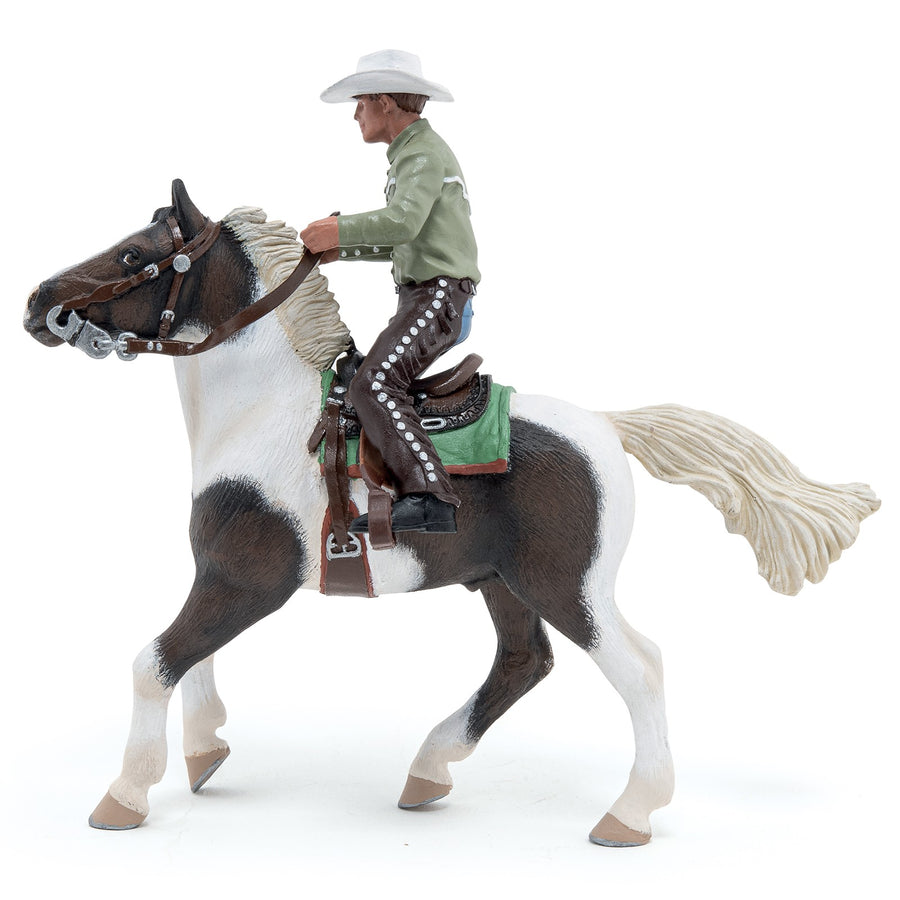 Figurine Cheval western et son cavalier Papo en PVC, Collection chevaux, jouet éducatif idéal pour enfants et collectionneurs
