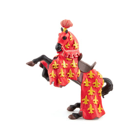 Cheval du prince Philippe rouge Papo en PVC, Collection Médiéval, jouet éducatif idéal pour enfants et collectionneurs