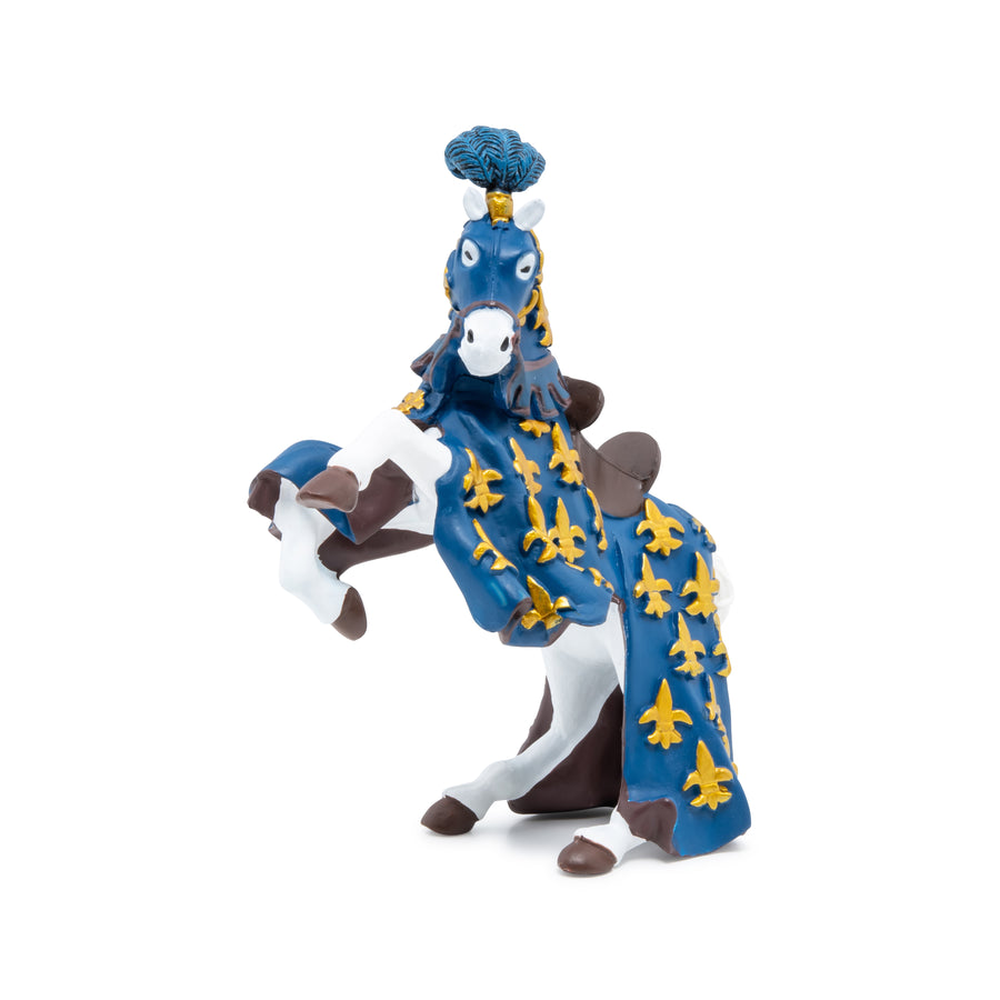 Cheval du prince Philippe bleu Papo en PVC, Collection Médiéval, jouet éducatif idéal pour enfants et collectionneurs