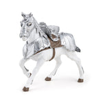 Cheval en armure Papo en PVC, Collection Médiéval, jouet éducatif idéal pour enfants et collectionneurs