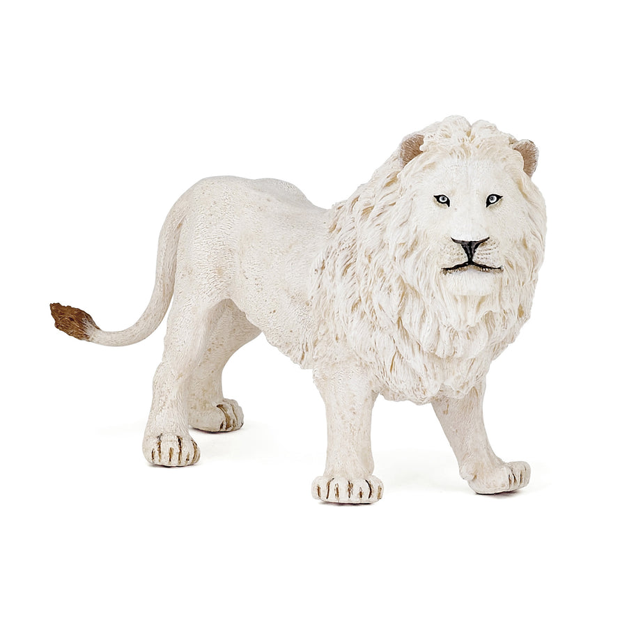 Figurine Lion blanc Papo en PVC, thème félins, Collection Animaux sauvages, jouet éducatif idéal pour enfants et collectionneurs