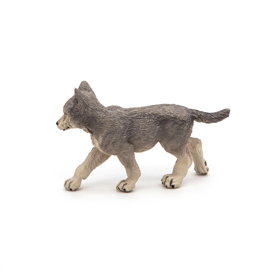 Figurine Louveteau gris Papo en PVC, thème forêt, Collection Animaux sauvages, jouet éducatif idéal pour enfants et collectionneurs