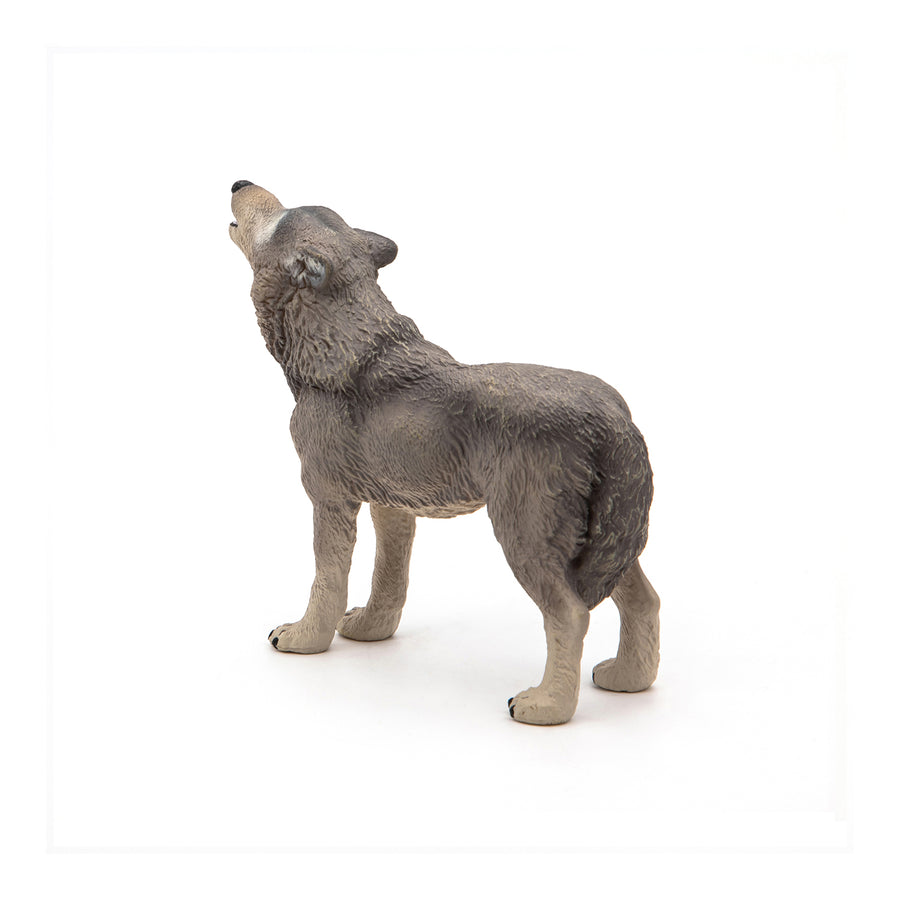 Figurine Loup hurlant Papo en PVC, thème forêt, Collection Animaux sauvages, jouet éducatif idéal pour enfants et collectionneurs