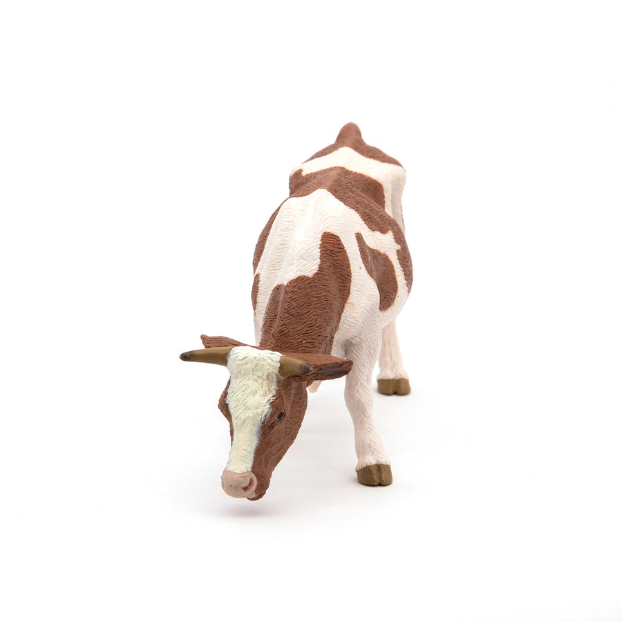 Figurine Vache simmental broutant Papo en PVC, Collection Vie à la ferme, jouet éducatif idéal pour enfants et collectionneurs