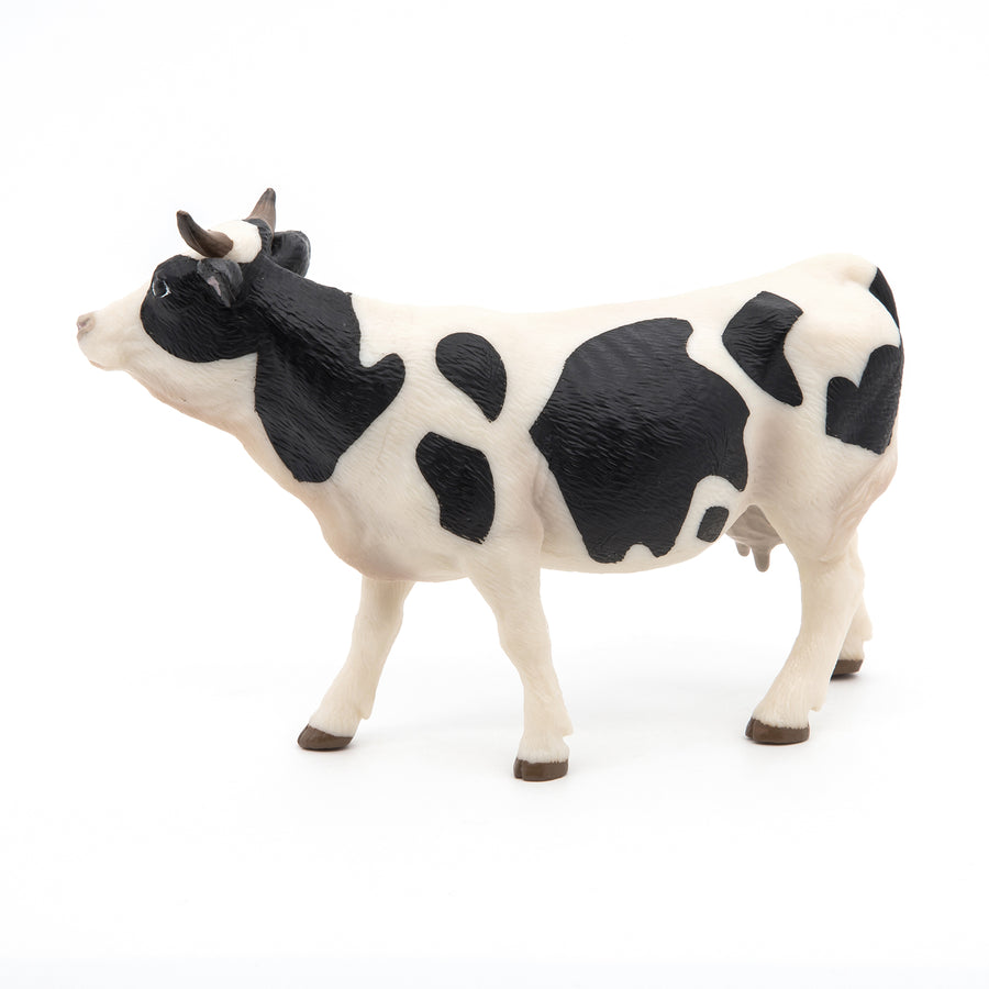 Figurine Vache noire et blanche Papo en PVC, Collection Vie à la ferme, jouet éducatif idéal pour enfants et collectionneurs