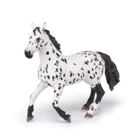 Cheval appaloosa noir Papo en PVC, Collection chevaux, jouet éducatif idéal pour enfants et collectionneurs