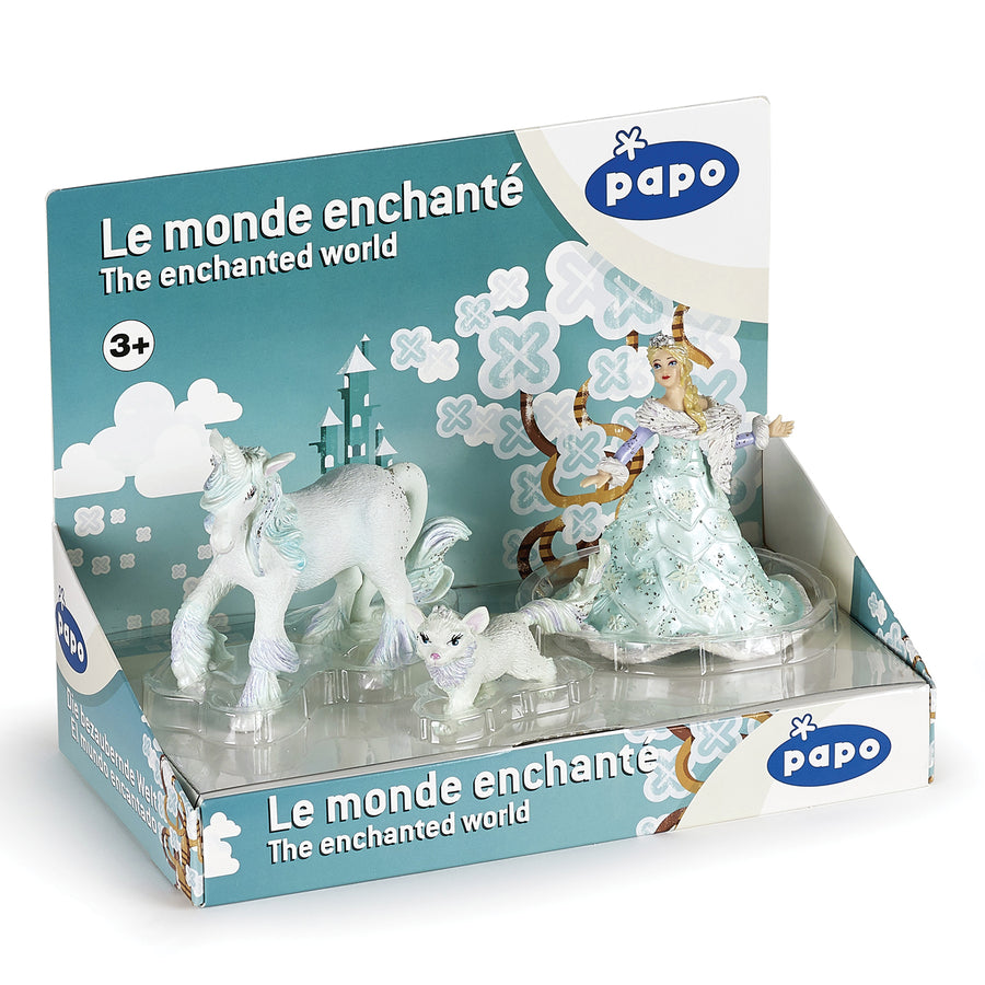 Coffret Reine des glaces Papo en PVC, Collection Monde enchanté, jouet éducatif idéal pour enfants